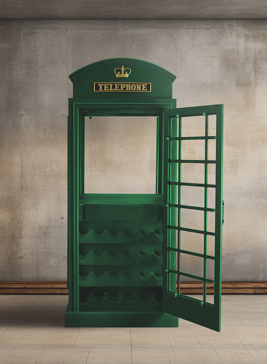 OLD ENGLISH TELEPHONE BOOTH BAR CABINET - OEBRCB - GREEN