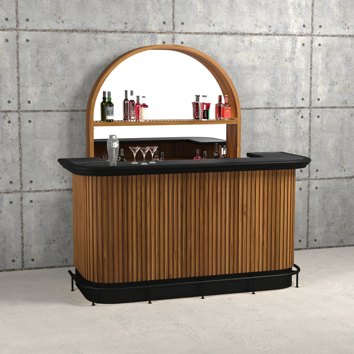 PROHIBITION SERIES BACK BAR - PROBAR84-W and PROBACBAR-W Angled with 84 bar walnut