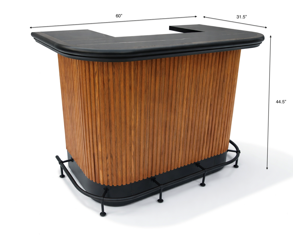 PROHIBITION SERIES 60" COCKTAIL BAR - PROBAR60-W - MEASURED FRONT