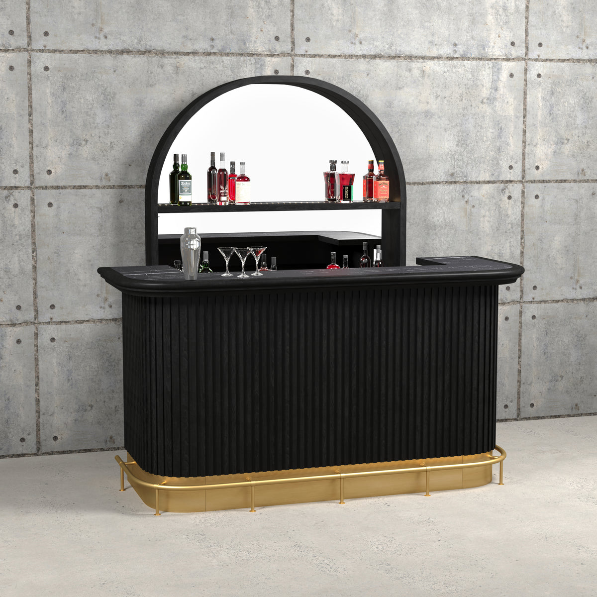 PROHIBITION SERIES BACK BAR - PROBAR84-B and PROBACBAR-B Angled with 84 bar