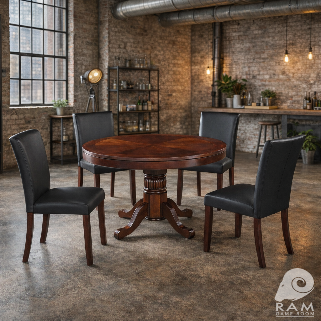 48" 2 IN 1 GAME TABLE - GTBL48 ET + GCHR3 ET DINING SET 1