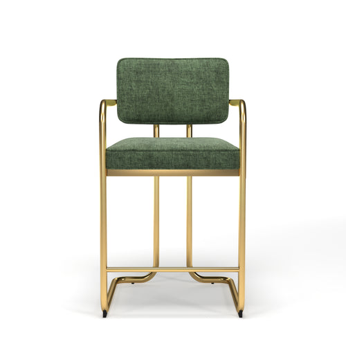 PROHIBITION SERIES BARSTOOL W/ARMS - Green stool Front