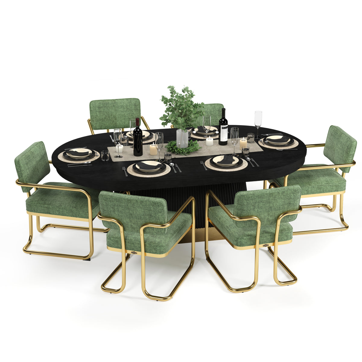 PROHIBITION SERIES TEXAS HOLD'EM TABLE DINING TOP - PRO84TXTBL-B PRO84TXDIN-B PRODCHR-GRN X 6