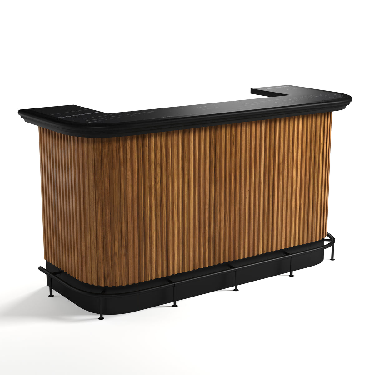 PROHIBITION SERIES 84" COCKTAIL BAR - PROBAR84-W Angled walnut
