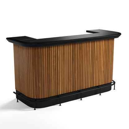 PROHIBITION SERIES 84" COCKTAIL BAR - PROBAR84-W Angled walnut