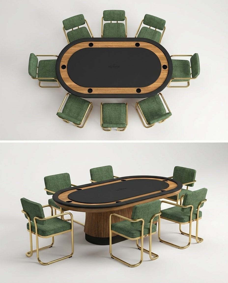 PROHIBITION SERIES SWIVEL GAME CHAIR - Green Chair Walnut Texas Holdem 2