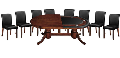 84" TEXAS HOLD'EM GAME TABLE - GTBL84 CN Wit Dining Top & GCHR3 x 8 Set half