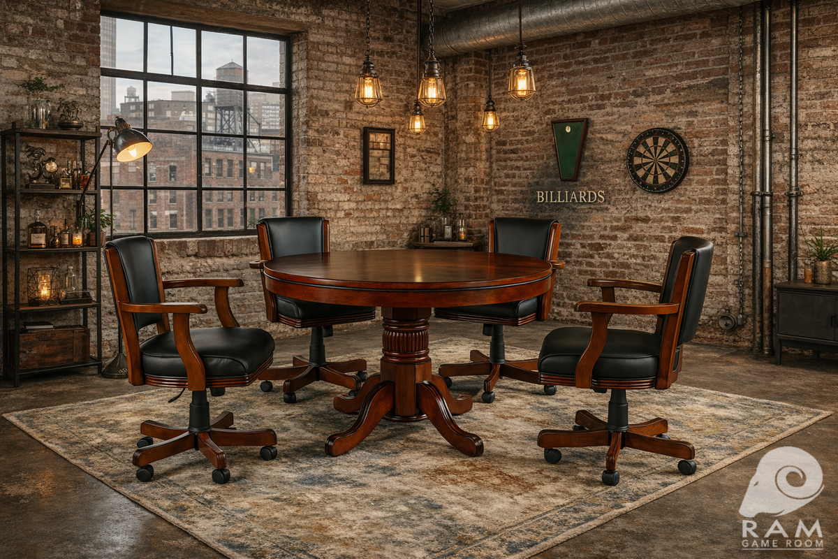 48" 2 IN 1 GAME TABLE - GTBL48CN + GCHR2 CN x4 DINING SET 2