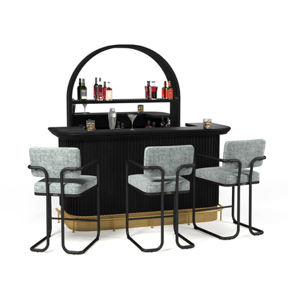 PROHIBITION SERIES 84" COCKTAIL BAR - Grey-black with Back Bar