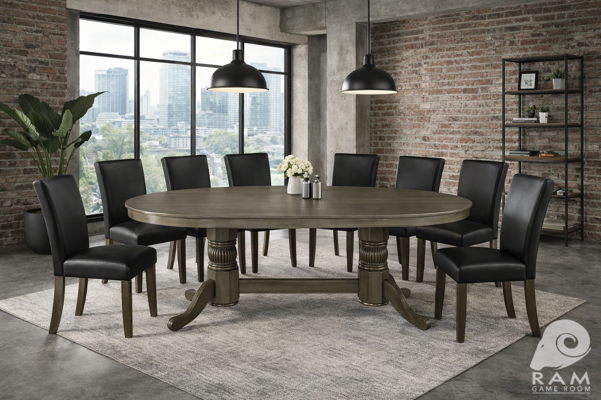 84" TEXAS HOLD'EM GAME TABLE - GTBL84 SL + GCHR3 SL x8 DINING SET