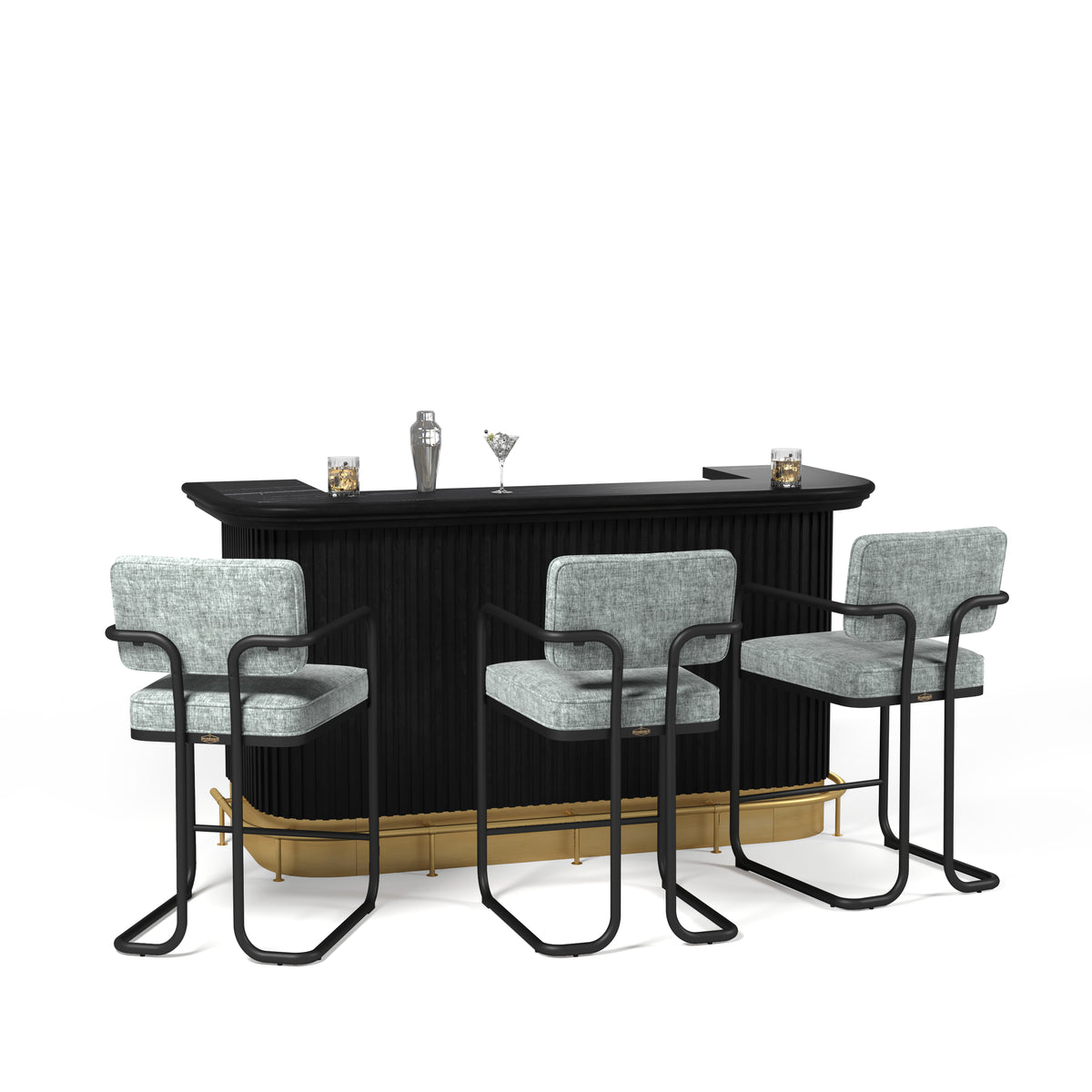 PROHIBITION SERIES 84" COCKTAIL BAR - Grey-black