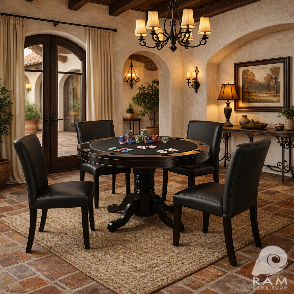 48" 2 IN 1 GAME TABLE - GTBL48 BLK + GCHR3 BLK x4 GAME SET 2 (OLD)