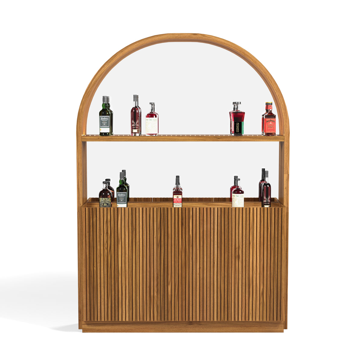 PROHIBITION SERIES BACK BAR - PROBACBAR-W Straight walnut bottles
