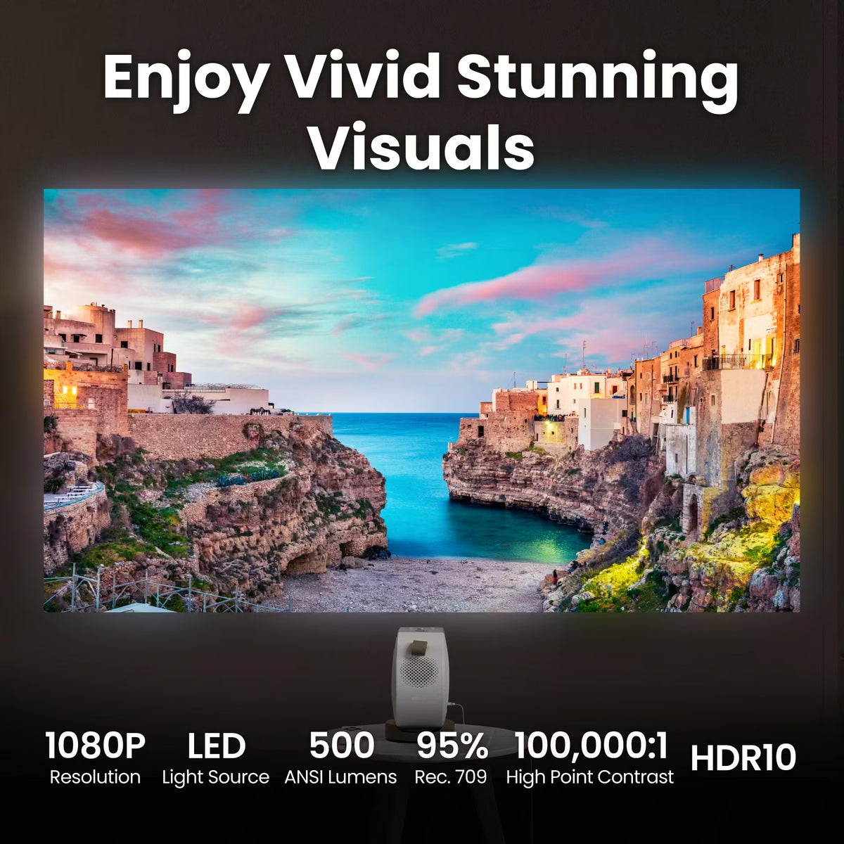 BenQ GV32 1080p 500lm LED Portable Projector for Bedside Ceiling Projection with Google TV
