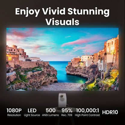 BenQ GV32 1080p 500lm LED Portable Projector for Bedside Ceiling Projection with Google TV