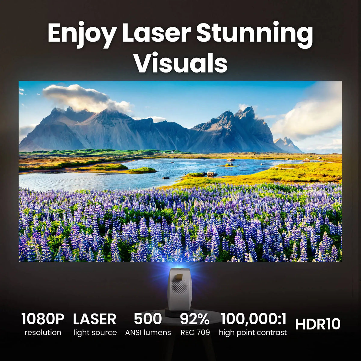 BenQ GV50 1080p 500lm Laser Portable Projector for Bedside Ceiling Projection with Google TV